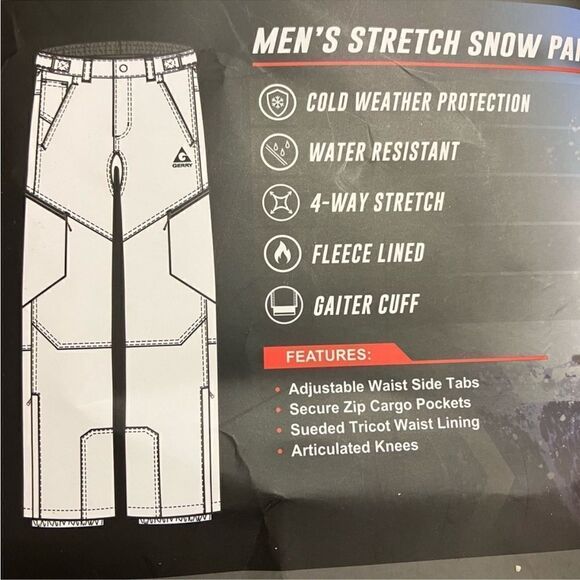 Gerry Men's XL Water Resistant Fleece Lined Black Snow Pants Adjustable Waist - Picture 10 of 16